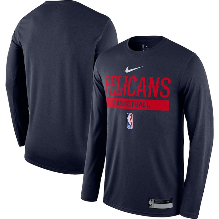 Men's Navy New Orleans Pelicans  2022/23 Legend On-Court Practice Performance Long Sleeve T-Shirt
